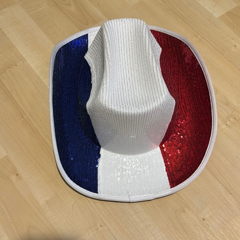 Sequin Cowboy Hat in Red, White, and Blue